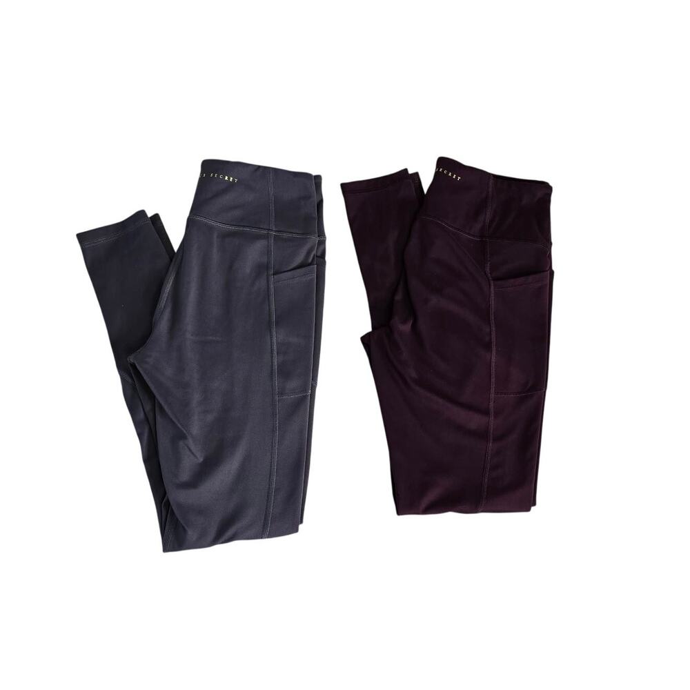 Victoria’s Secret High Rise Pocket Leggings Womens 10 Plum/Gray Athletic Yoga